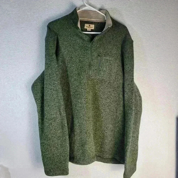 Woolrich XL 1/4 Zip Green Pullover Heavy Sweater Chest Pocket Zipper Polyester - Picture 1 of 7